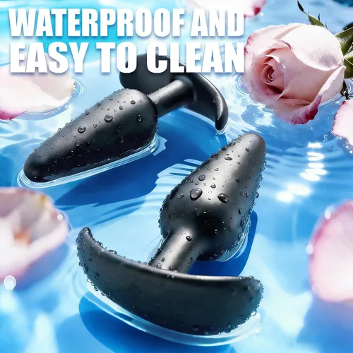 Vista 5 de Kit de entrenamiento de enchufe anal 5PCS silicona Butt Plug Set Negro