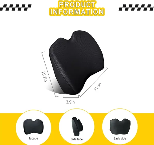 Vista 5 de SPRFUFLY Make Relaxing - Almohada para reposacabezas de automóvil + almohada de apoyo lumbar para automóvil, 100% espuma viscoelástica con funda