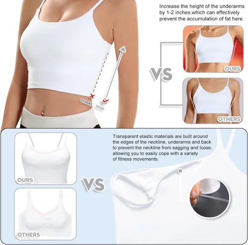 Vista 4 de ECOPARTY Sujetadores deportivos para mujer, de secado rápido, acolchados, sin varillas, para entrenamiento, camisola, yoga, fitness, correr, gimnasio