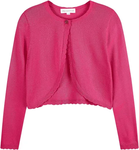 Vista 12 de Bolero de manga larga con brillo para niñas, cardigan con cierre de botón, de punto, para niñas de 3 a 12 años Negro