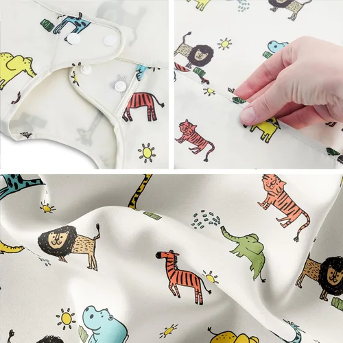 Vista 2 de Babero para comer – Babero impermeable para bebé, delantal portátil a prueba de desorden