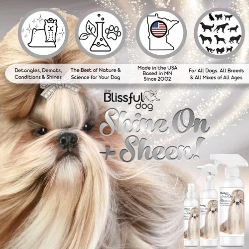 Vista 3 de The Blissful Dog Shine-On + Sheen Coat - Spray para perro, acondicionador fácil de usar, acondicionador sin enjuague sensible a la piel, espray