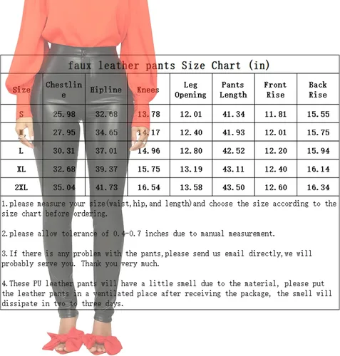 Vista 5 de hibshaby Pantalones sexys de piel sintética para mujer, pierna recta, cintura alta, leggings de piel sintética con cremallera