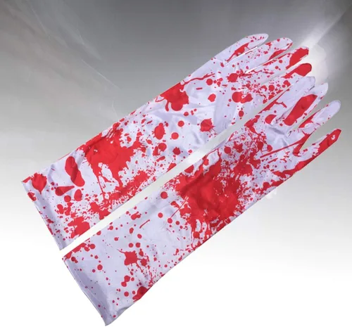 Vista 5 de NUOBESTY Guantes de terror novedosos para decoración de fiesta de Halloween, 1 par, Blanco y rojo