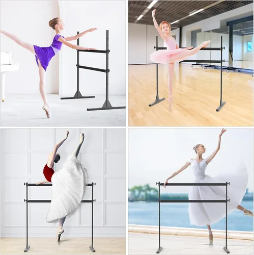 Vista 3 de SELEWARE Barra de ballet independiente de altura ajustable, barra de ballet resistente, barra de baile, soporte movimientos de barra, estiramiento