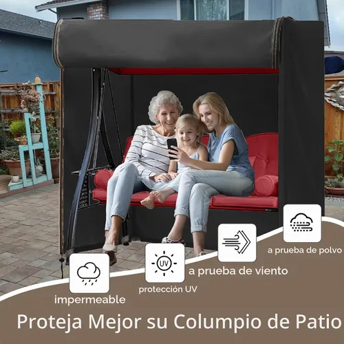Vista 2 de FLYMEI Cubierta de columpio para exteriores de 2 plazas, negro, 65 pulgadas