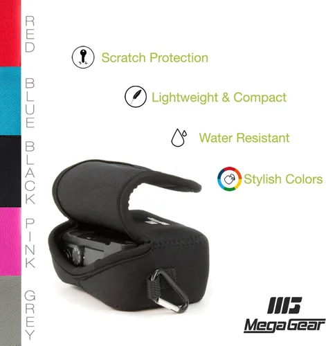 Vista 8 de Megagear Canon Powershot Sx730 Hs, Sx720 Hs, Sx710 Hs, G16, G15 Funda de neopreno ultra ligera para cámara, con mosquetón, color negro - MG1245