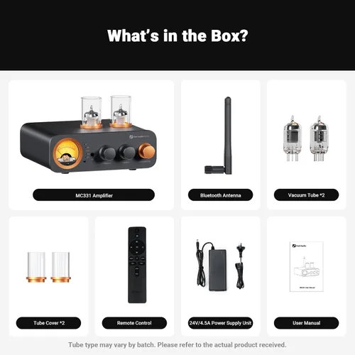 Vista 7 de Fosi Audio MC331 Amplificador integrado con tubo y DAC, amplificador de potencia estéreo de 2 canales para audio doméstico para altavoces