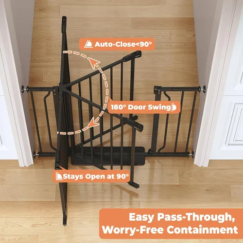 Vista 2 de Puerta de bebé para escaleras sin taladrar, puerta para perros de 29 a 40 pulgadas con cierre automático para interiores Doorways & Stairs