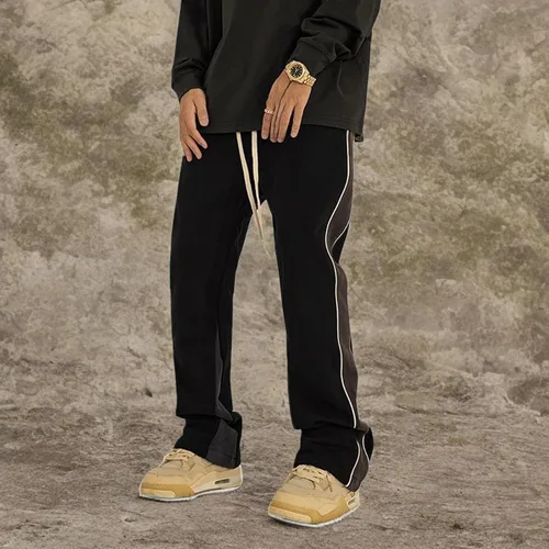 Vista 38 de Pantalones deportivos de gamuza sintética para mujer, pantalones de baile acampanados para hombre