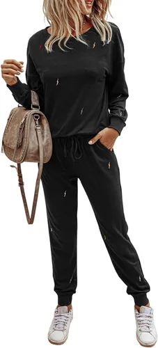Vista 81 de Prettygarden - Conjunto de pijama de dos piezas para mujer, diseño de teñido anudado, sudadera informal de manga larga con pantalones largos, ropa