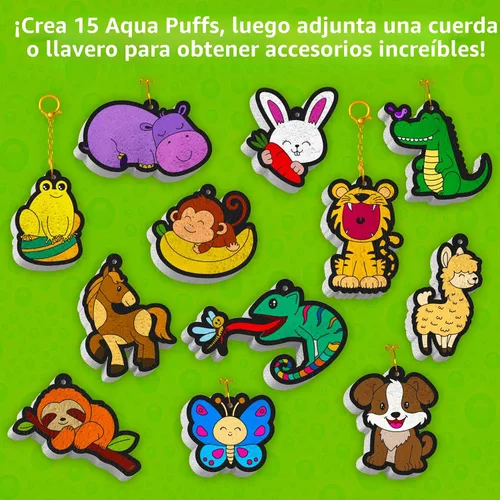 Vista 5 de Skillmatics Aqua Puffs - Kit de arte 3D, animales, pintura sin desorden por números, manualidades para niños, actividades de color de bricolaje