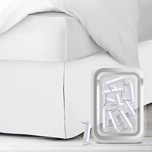 Vista 13 de Faldón de cama con 8 seguros, antipolvo, para cama tamaño queen. Faldones de microfibra con caída de 36 cm (14 pulgadas). Gris carbón