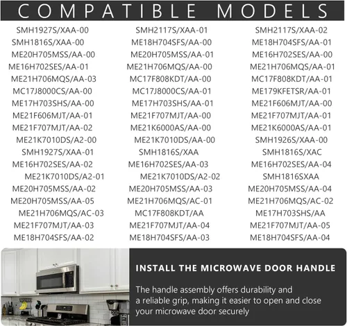 Vista 4 de DE94-02933A - Manija de puerta para microondas, compatible con microondas Samsung, sustituye a AP5622966, 2448710, DE64-02522A, PS4239327, piezas