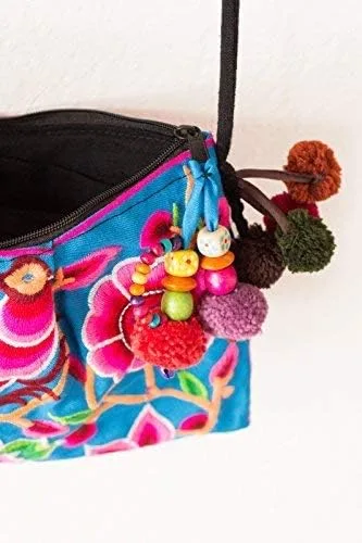 Vista 4 de changnoi Cocoon azul bordado Hill Tribe hecho a mano bolso crossbody bolsa