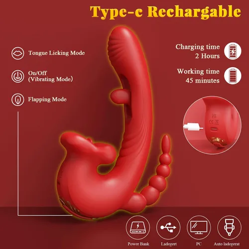 Vista 8 de Vibrador para adultos, juguetes sexuales para mujeres, juguete sexual de rosa, consolador de empuje, juguete de lengua para mujeres, 9 modos