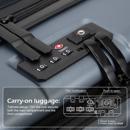 Vista 4 de COOLIFE Maleta de equipaje conjunto de ABS+policarbonato Spinner Trolley con bolsillo, compartimento. Bolsa para fin de semana.