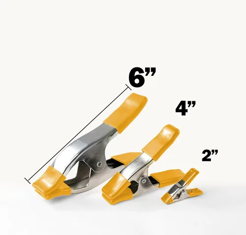 Vista 7 de Wellmax Surtido de 16 abrazaderas de resorte – Abrazaderas niqueladas resistentes de 2, 4 y 6 pulgadas para carpintería, marco, bricolaje
