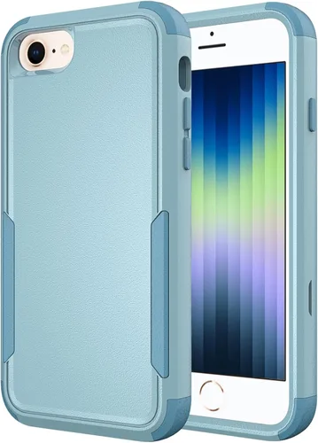 Vista 6 de PinLiSheng Funda para iPhone SE 2022/iPhone SE 2020/iPhone 8/7, [protección contra caídas de grado militar] 3 capas, resistente, resistente, funda