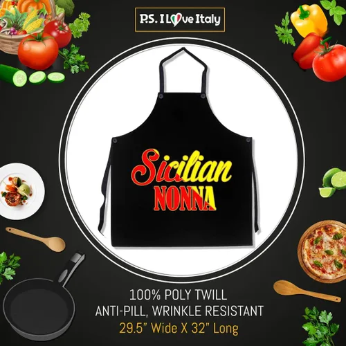 Vista 2 de P.S. I Love Italy Delantal Siciliano Nonna - Delantal italiano con peto fresco y lindo para hombres y mujeres
