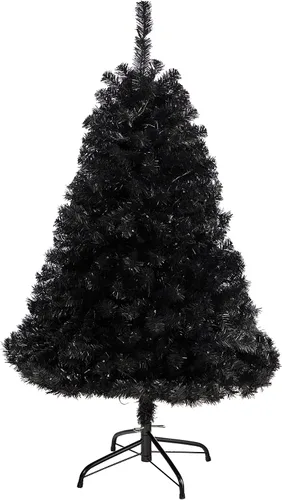 Vista 3 de Nearly Natural Árbol de Navidad artificial negro de 4 pies con 170 luces LED transparentes
