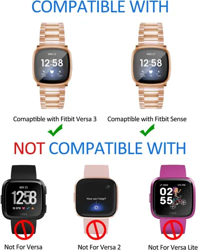 Vista 3 de Maxjoy Compatible con Fitbit Sense/Versa 3 bandas, Versa3 correa de metal grande de acero inoxidable con funda protectora para hombres y mujeres