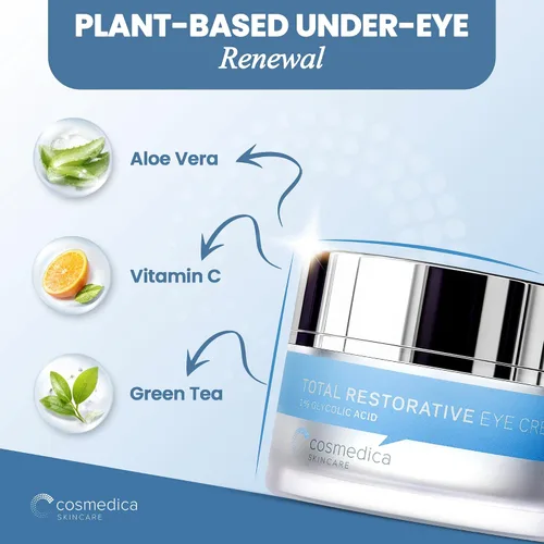 Vista 4 de Restaurador de contorno de ojos, antienvejecimiento, con ácido glicólico, reducción de líneas finas, hinchazón y ojeras; inmediata y duradera