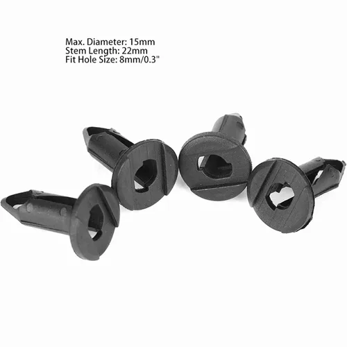Vista 2 de 100 Uds remaches de parachoques de coche negro plástico clips sujetadores coche cuerpo plástico empuje Pin remache