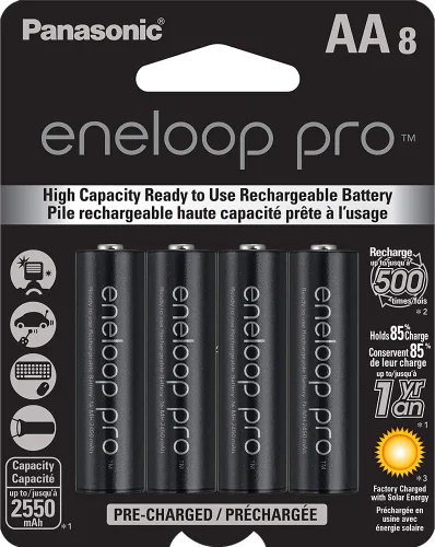 Vista 2 de Eneloop Panasonic pro AA - Baterías de alta capacidad (paquete de 8) y cargador profesional avanzado