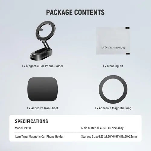 Vista 8 de NEEWER PA118 - Soporte magnético para teléfono celular, soporte magnético de doble cara compatible con MagSafe iPhone, accesorios para tablero
