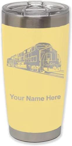 Vista 13 de LaserGram Vaso aislado al vacío de 20 onzas, tren de carga, grabado personalizado incluido (negro)