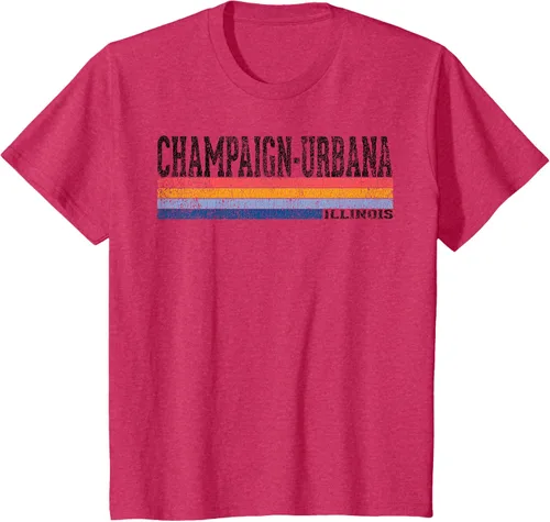 Vista 84 de clásico 1980s estilo champaign-urbana Illinois T Shirt, hombre 2XL, Blanco