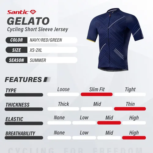 Vista 3 de Santic Camiseta de ciclismo para hombre, manga corta, camisas de ciclismo de montaña, chaqueta de bicicleta con bolsillos