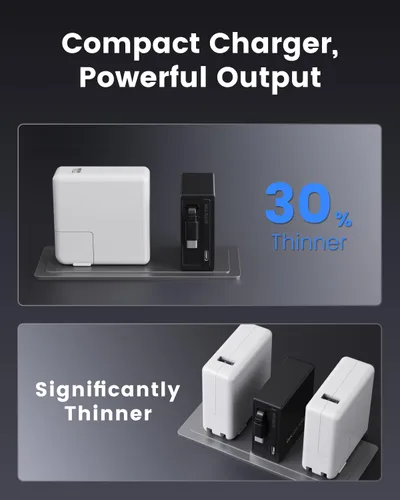 Vista 6 de Gitryin Cargador de pared USB C de 65 W con cable retráctil integrado, bloque de carga rápida plegable 2 en 1, artículos esenciales de viaje