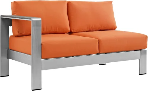 Vista 11 de Modway Sofá de aluminio y tela para patio al aire libre Shore en plata/gris