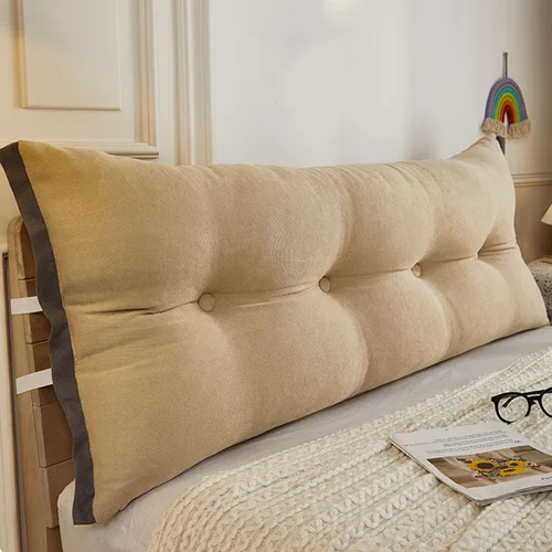 Vista 8 de Almohada de cama de lectura con cuña, almohada de forro polar de algodón, almohada grande para cabecero, respaldo de cama, cojín de apoyo de Azul