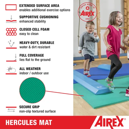 Vista 2 de Airex - 32-1230G tapete para ejercicio, Hercules, 78 x 39 x 1 pulgadas, verde, Azul, 1