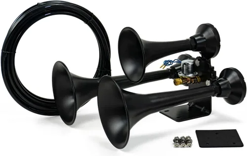 Vista 5 de HornBlasters Outlaw Black 127H Kit de bocina de tren de 1.5 galones 120PSI - Sistema de aire todo en uno - Fácil instalación - Sonido potente