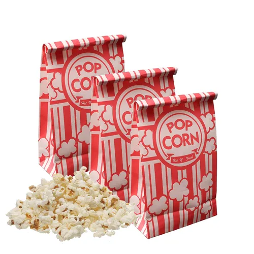 Vista 7 de Bolsas de palomitas de maíz, bolsas de papel para palomitas de maíz con parte inferior plana de 2 onzas para la familia, noche de cine, béisbol