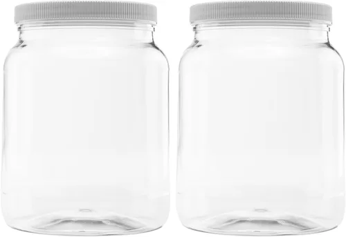 Vista 17 de Tarro de plástico de 64 oz (1/2 galón), tapa blanca, paquete de 1