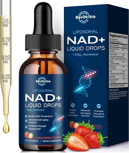 Vista 9 de Suplemento liposomal NAD – 1200 mg NAD+ gotas líquidas para mujeres y hombres, NAD+ con resveratrol, PQQ, CoQ10, quercetina para antienvejecimiento