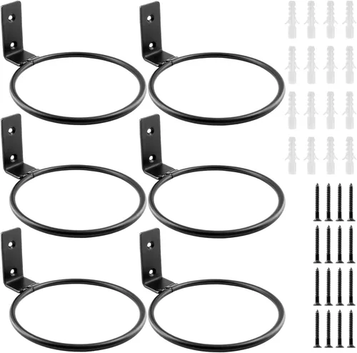 Vista 10 de Jiozermi Paquete de 2 anillos para macetas de 4 pulgadas, soporte de maceta montado en la pared, uso en interiores, negro mate, capacidad de 40