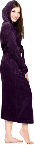 Vista 4 de NY Threads Bata larga de felpa con capucha para mujer