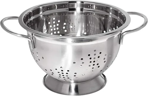 Vista 3 de Uniware Colador profesional de acero inoxidable estilo alemán, plateado, resistente (5 cuartos de galón)
