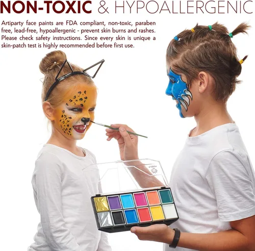 Vista 3 de Kit de pintura facial, no tóxico e hipoalergénico, kit profesional de pintura facial para niños y adultos, kit de maquillaje de cosplay, fácil