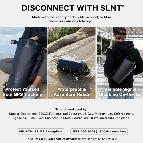 Vista 5 de SLNT Bolsa Seca Faraday Impermeable - Mochila de Nailon Impermeable 420D con Bloqueo de Señal - Protege los Dispositivos Electrónicos del Agua
