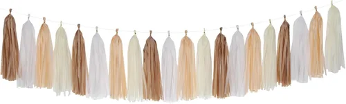 Vista 10 de Guirnalda de borlas para decoración de fiesta de Halloween en negro, blanco y naranja - 15 piezas Suministros de graduación 2025, borlas para Negro