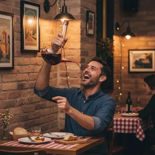 Vista 7 de Decantador de vidrio Porron español de 34 onzas, jarra de vino 100% sin plomo para vino tinto, jarra de vino soplado a mano, jarra de vino – regalo