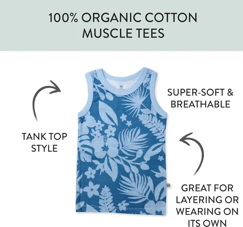 Vista 52 de HonestBaby Camisetas musculares sin mangas 100% algodón orgánico para bebés y niños pequeños, niñas