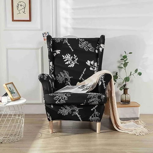 Vista 18 de Morbuy Fundas para silla con respaldo de alas de 2 piezas, funda moderna para silla con respaldo de ala, funda elástica para silla con respaldo